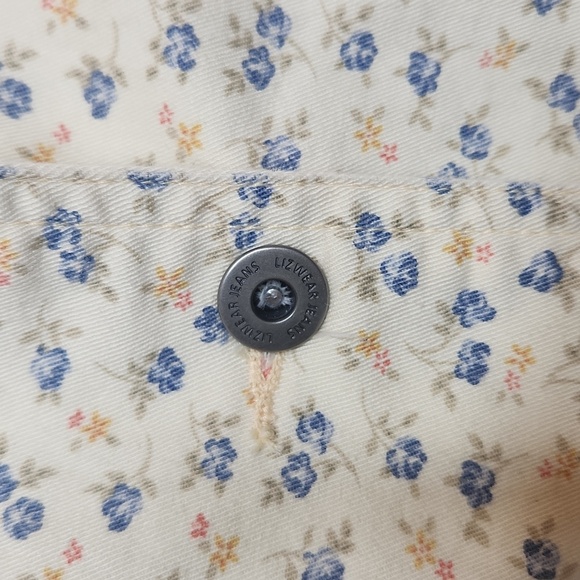 Vintage Liz Claiborne LizWear Jeans Women's Cream Cotton  Floral Blazer Size L - Picture 3 of 13